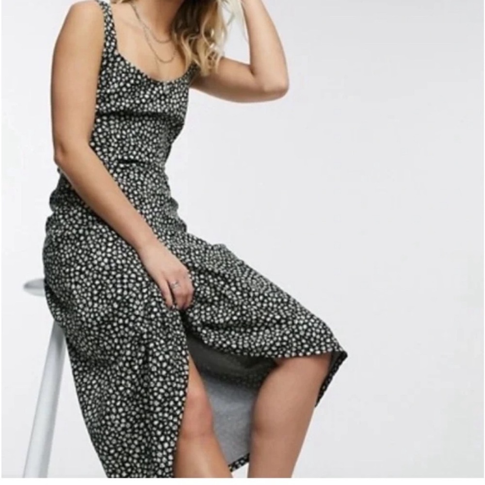 Free People Lorelai Daisy Print Tie Back Midi Dress Black M - Picture 12 of 12